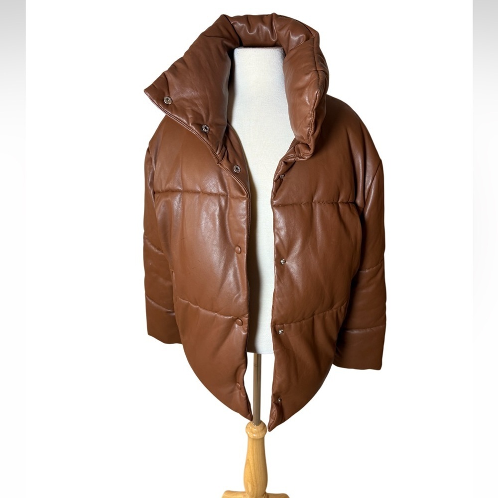Avec Les Filles Chocolate Brown Puffer Jacket-Size Small-Like New